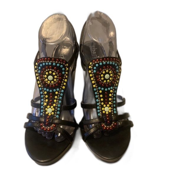 CHARLES by Charles David Women's Black Aztec Boho Southwestern Sandals US 8 - Picture 2 of 16